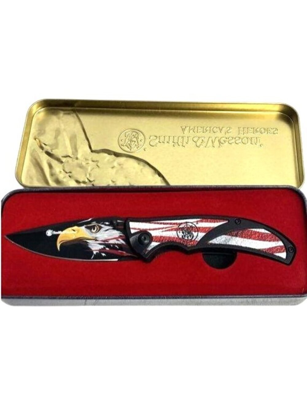 Smith & Wesson Americas Heroes Folding Knife W/ Tin Box